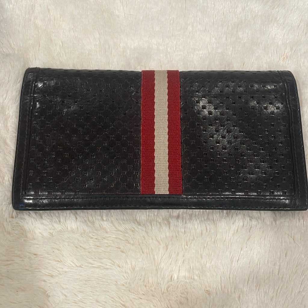 Auth Bally Long Wallet Leather Canvas